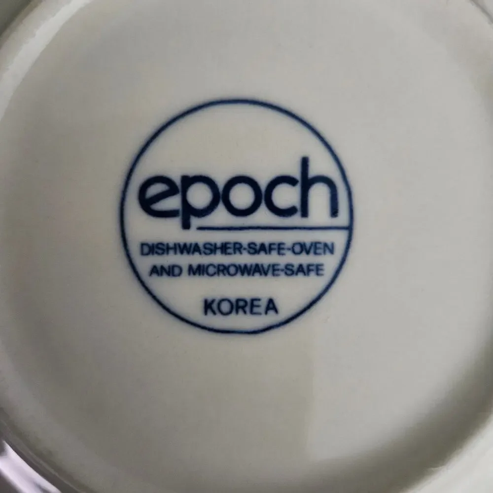 Epoch New Stockholm Blue Band Soup Cereal Bowl White Stoneware Korea Vintage